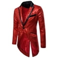 thumbnail image 1 of TIMIFIS Veste de Smoking Rouge pour Homme Mode Queue-de-Pie à Paillettes de Performance Queue d'Hirondelle Manteau Habillé Décontracté un Bouton Smoking Blazer, 1 of 3