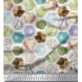 thumbnail image 1 of Soimoi Moss Georgette Tissu Géométrique & Feuilles Patchwork Tissu Imprimé 1 Yard 42 Inch Wide, 1 of 3