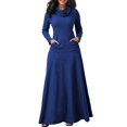 thumbnail image 1 of ZANZEA Robe Longue Unie pour Femmes, Soirée, Nœud, Manches Longues, Poches, 1 of 6