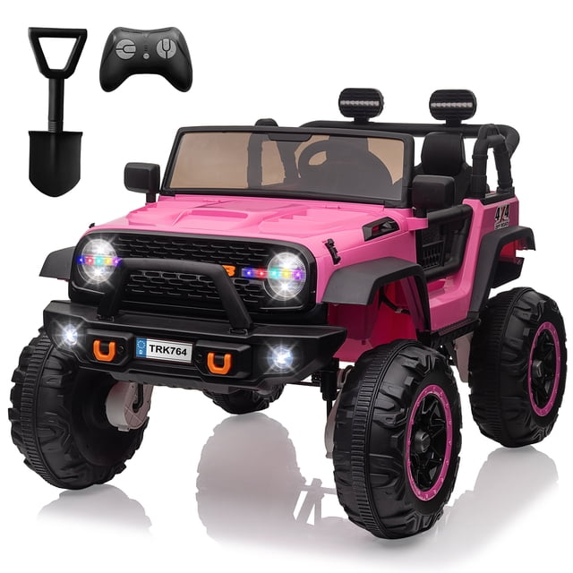 24V 2-Seater Kids Electric Ride-On Truck – 4-Wheel Battery-Powered Car with Remote Control, LED Lights, Music, USB, Spring Suspension, High/Low Speeds – Fun Adventure for Ages 3-8