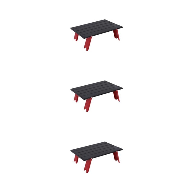 Transemion Table Pliante en Alliage d'Aluminium Léger Application Large Table de Pique-Nique Pliante Rouge et Noir 3Set