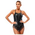 thumbnail image 3 of Aislor Justaucorps de Danse Latine à Franges à Sequins pour Femmes, Justaucorps, Robe de Performance Tango Salsa Noir TG, 3 of 7