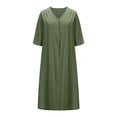 thumbnail image 4 of Gspmoly Robes d'Été pour Femmes, Robe d'Été Unie à Manches Courtes et Col en V pour Femmes, Robes de Vacances pour Femmes Économies, 4 of 6