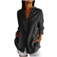 thumbnail image 1 of Timegard Plus Size Tops for Women Button down Shirts Long Sleeve Lapel V Neck Blouse Lightweight Tops, 1 of 6