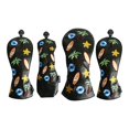 thumbnail image 1 of Set of 4Pcs 1 3 5 UT PU Golf Putter Head Covers Replacement Waterproof Different Size Accessory Breatheable Protector Protection Handmade Tree Pattern Black, 1 of 8