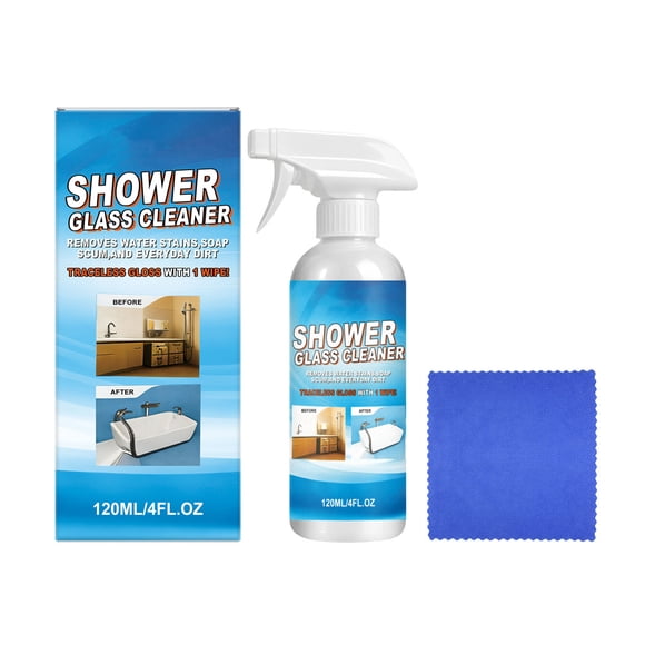 SIYTUAU Shower Glass Cleaner Kit 120Ml Limescale Remover For Bathroom Glass Door Restore Clarity And Shine With Towel