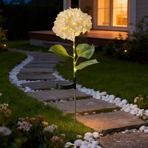 Birdeem Solar Hydrangea Garden Stake Lights, Outdoor Artificial Flowers LED Solar Powered, Waterproof Decorative Lawn Lights for Patio, Yard and Pathways