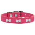 thumbnail image 1 of White Bow Widget Genuine Leather Dog Collar Pink 12, 1 of 1