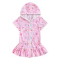 thumbnail image 2 of Hiiyo Robe de Plage à Capuche Zippée pour Petites Filles, Cache-Maillot Arc-en-Ciel à Manches Courtes, 2 of 8
