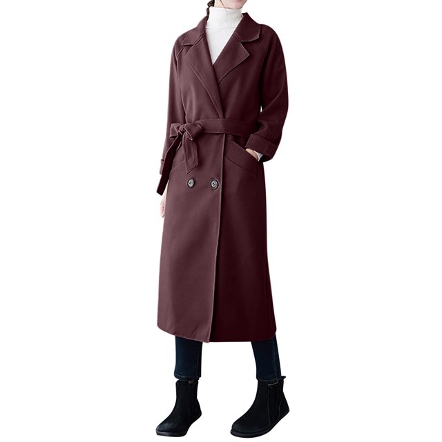 Birdeem Women's Solid Color Lapel Pocket Button Long Woolen Coat Jacket Cardigan Jacket