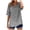 Grey, variant on Women's Loose Button Down Shirts Trendy Summer Half Sleeve Tops V Neck Vintage Printed Blouse Plus Size Tees