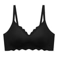 thumbnail image 1 of LOVZFMLL Bras for Women Women's Solid Color Seamless Underwear Without Steel Rims Detachable Chest Sagging Wave Pattern Bra Black L, 1 of 2
