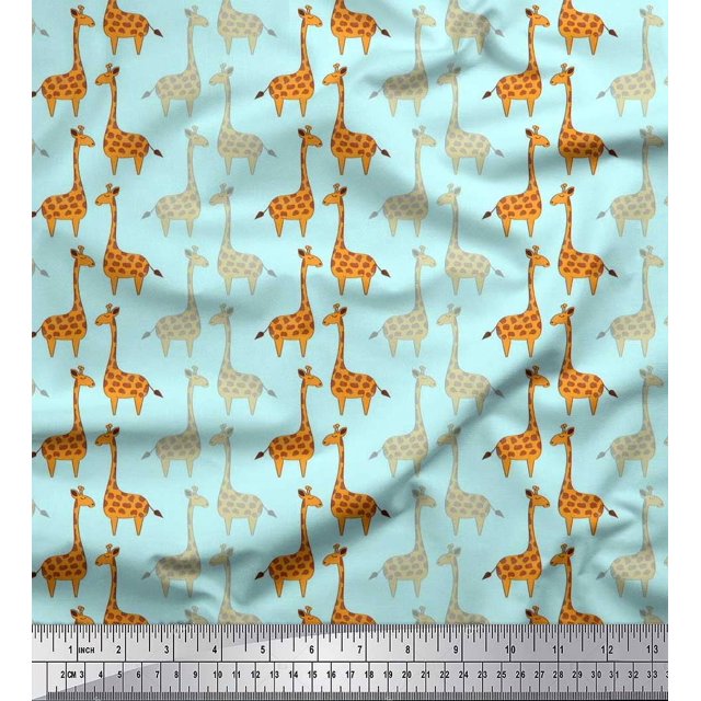 Soimoi Silk Fabric Giraffe Kids Fabric Prints by Yard 42 Inch Wide