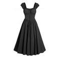 thumbnail image 1 of Offres de Liquidation d'Hiver! Mode pour Femmes, Robe Longue Gothique à Manches Courtes avec Laçage, Noir, TTG, 1 of 5