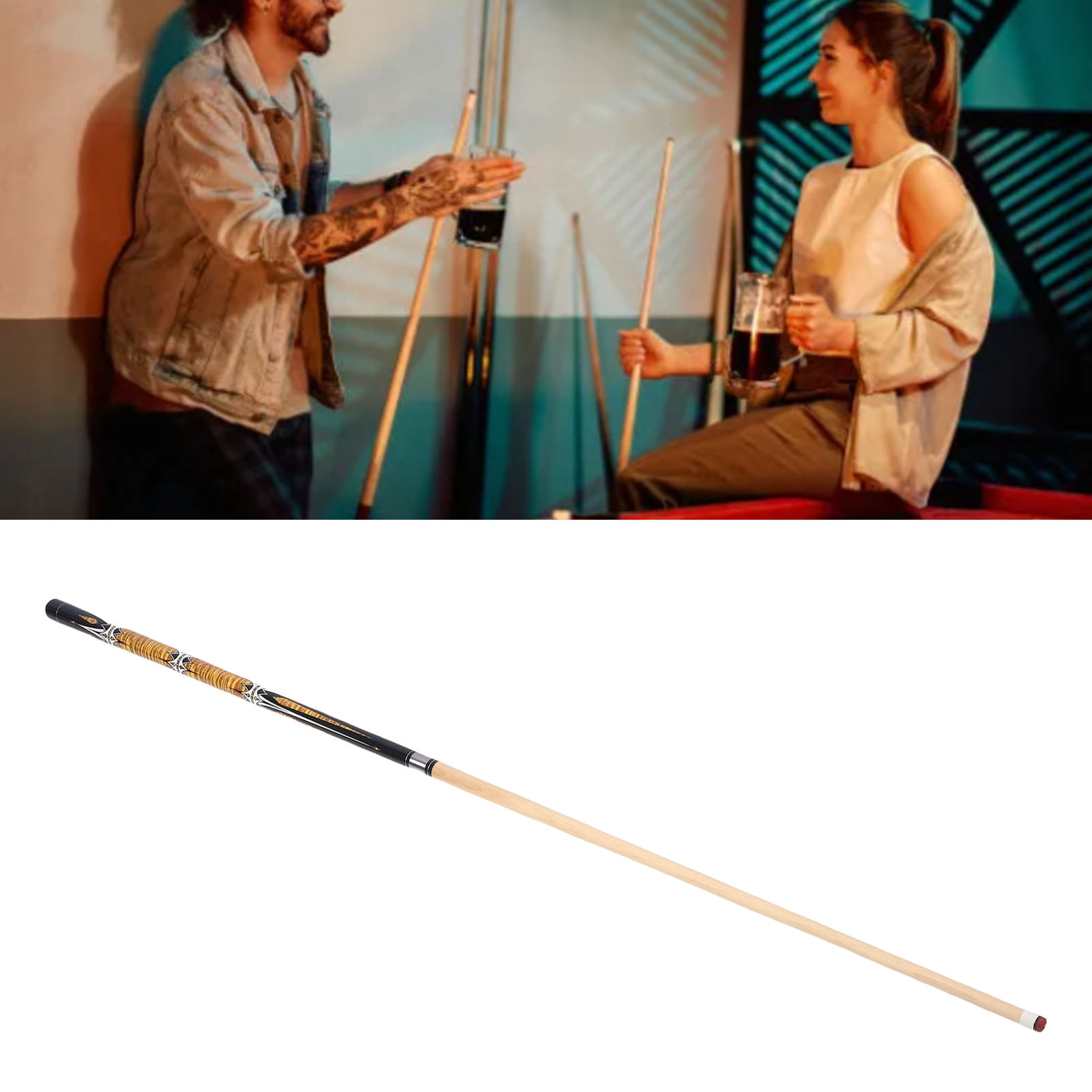 Billiard Cue, Comfortable Grip Maple Wood 13mm Tip Snooker Cue  for Performances Exercises Practices