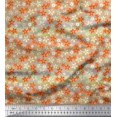 thumbnail image 1 of Soimoi Orange Satin Silk Fabric Floral Decor Fabric Printed BTY 42 Inch Wide, 1 of 3