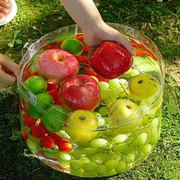 PpgejGEK Portable Folding Bucket for Camping Outdoor, 11.8x11.8x6.6 Inches, Transparent PVC Collapsible Basin for Washing Vegetables Fruit Water Storage, Lightweight and Easy to Carry