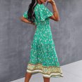 thumbnail image 4 of SMihono Robe d'Été Boho pour Femmes Grande Taille Mode Robe Décontractée à Col en V Imprimée avec Ceinture Manches Courtes Ample, 4 of 7