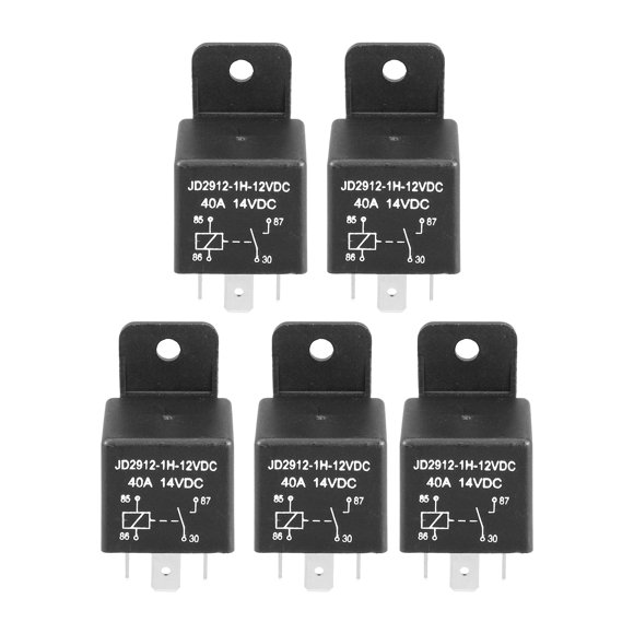 Unique Bargains Car Relay 4 Pin 12V 40Amp SPST Model JD2912-1H-12VDC 40A 14VDC Automotive Relay Switches 5Pcs