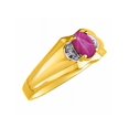 thumbnail image 3 of RYLOS Mens Rings 14K Yellow Gold Classic Design 7X5MM Oval Gemstone & Diamond  Star Ruby July Birthstone Ring Size 13, 3 of 7