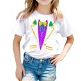 thumbnail image 1 of AJIWYH Chemise à Col pour Filles, Chemise Décontractée Imprimée à Col Rond à Manches Courtes pour Filles T-Shirt Chemise Décontractée, Chemise Blanche à Manches Courtes pour Filles de 12-13 Ans, Blanc, 1 of 4
