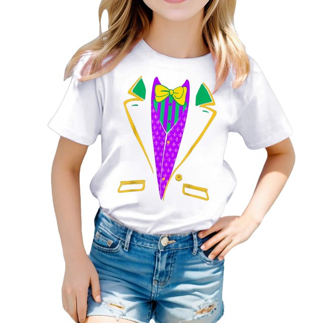 AJIWYH Chemise à Col pour Filles, Chemise Décontractée Imprimée à Col Rond à Manches Courtes pour Filles T-Shirt Chemise Décontractée, Chemise Blanche à Manches Courtes pour Filles de 12-13 Ans, Blanc