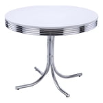 Retro Round 42-inch Wood Top Dining Table White and Chrome