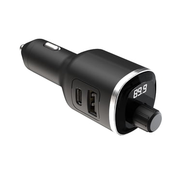 Scosche BTFM8-SP transmetteur FM Bluetooth, deux ports de recharge Type-C et Type-A de 12 watts, noir