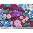 thumbnail image 3 of Soimoi Tissu en Rayonne Imprimé Feuilles et Roses par Yard 42 Pouces de Large, 3 of 3