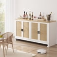 thumbnail image 2 of Modern Rattan Storage Cabinet with 4 Doors,Entryway Console Table with Adjustable Shelves,Freestanding Sideboard Credenza for Living Room,Dining Room, Hallway,Versatile Organizer,Contrast Color Design, 2 of 8