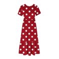 thumbnail image 3 of Tumotour Robe d'Été pour Femmes, Imprimée, Ample, Décontractée, à Manches Courtes, Col Ras du Cou, Ligne A, Évasée, Fluide, à Étages, Chemise, Maxi, Plage, Longue, 2025, Tenues Tendance avec Poches, 3 of 4