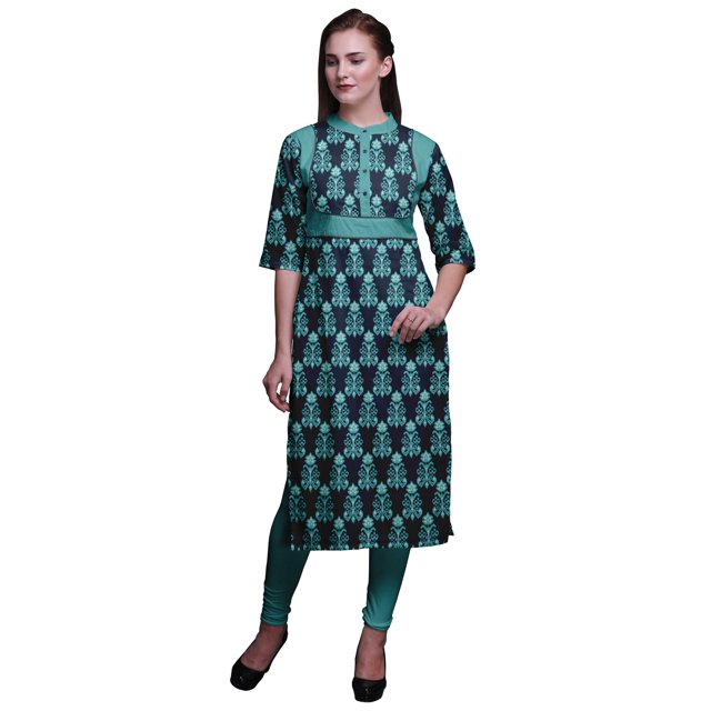 Bimba Kurta Santoon en Viscose Imprimée pour Femmes Kurti Droite Vêtements d'Été