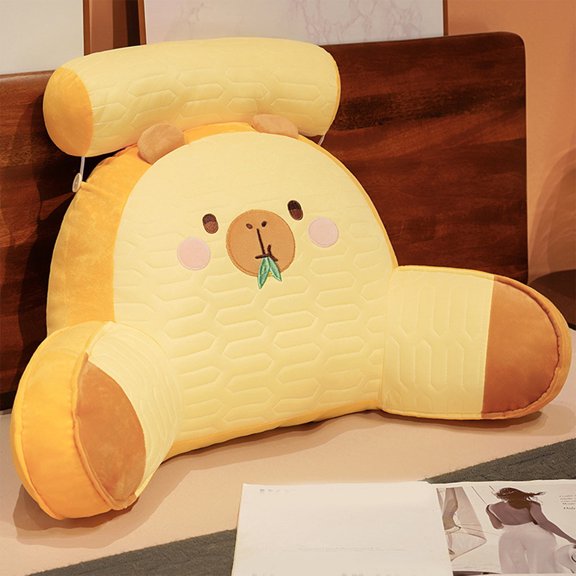 Cute Capy Reading Pillow Bed Rest Pillow Bed Wedge Backrest with Arms Back Support for Reading, Capybara Back Pillow for Sitting Up in Bed, Latex Bed Rest Pillow with Headrest & Arms
