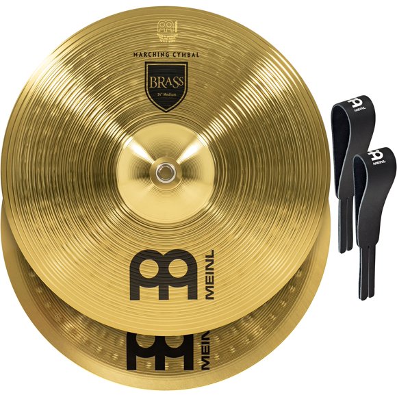 Meinl Paire de Cymbal de Marche 14” avec Sangles - Finition Traditionnelle en Alliage de Laiton - Fabriqué en Allemagne, Garantie de 2 Ans (MA-BR-14M)