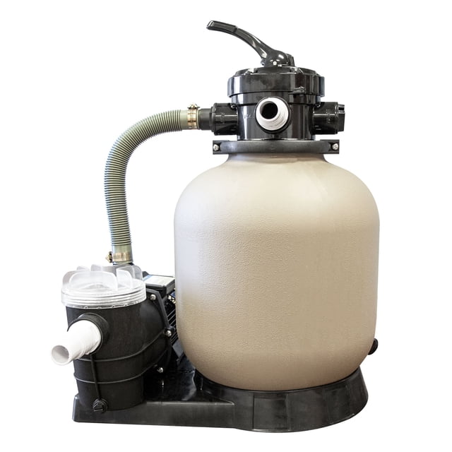 HYDROTOOLS by Swimline Ensemble Combiné de Filtres à Sable de 14 Pouces avec Réservoir Doublement Renforcé Beige et base Noire, Conçu pour les Piscines jusqu'à 10 500 gallons. Comprend une Pompe de 2400 GPH, une valve à Multiples Ports et un Fonctionnement à Faible Bruit. Comprend des Composants Essentiels comme une base de Filtre, un Cordon d'Alimentation et une Prise à 3 Broches. Idéal pour les applications de Filtres Multimédias de Piscine.