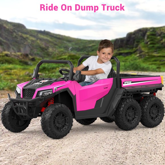 EDTara Kids 24V Ride On Car, Dump Truck with Remote Control, Electric Dump Bed, Extra Shovel, Music Player and Key Start for Safe Backyard Adventures