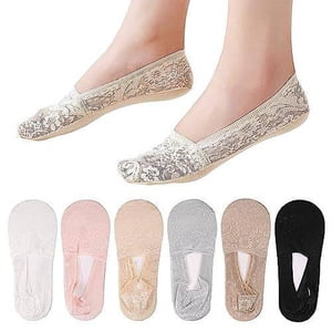6pcs Chaussettes de bateau en dentelle Femmes Chausse en coton Chaussée invisible Chausettes courtes Femmes Ladys Linge de fourche Lingerie basse Coupe Chauses invisibles Chaustes courtes Femmes Chaussons en cheville Femme
