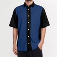 thumbnail image 4 of Combinaison Décontractée d'Été pour Homme à Imprimé, Chemise Grande Taille pour Homme, Chemise Courte Cool à Boutons, Manches, Col Rabattu, 4 of 8
