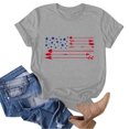 thumbnail image 3 of Hauts d'Été Grande Taille pour Femmes Hauts d'Été Tendance pour Femmes Imprimé de la Fête de l'Indépendance Vacances Manches Courtes Col Rond Décontracté Coupe Ample T-Shirts Graphiques Col en V T-Shirt Femme en Liquidation, 3 of 4