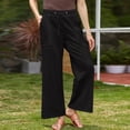 thumbnail image 2 of Timegard Pants for Women Plus Size Drawstring Waist Straight Leg Lightweight Casual Loose Trousers, 2 of 6