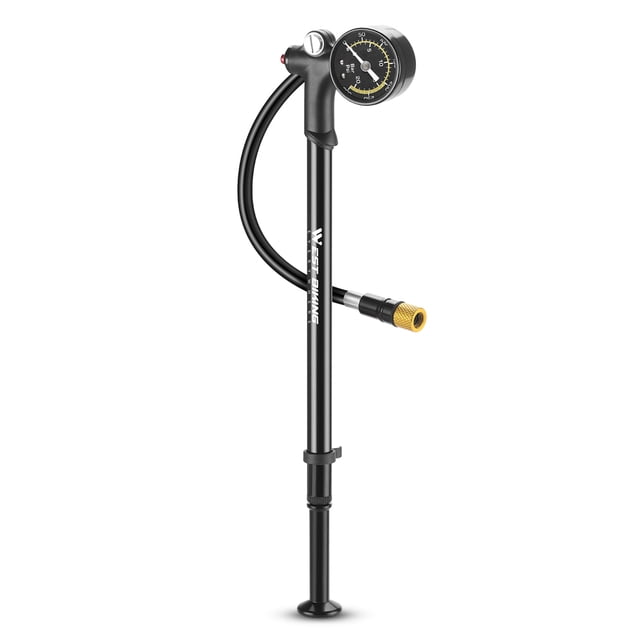Portable High Pressure Bike FrontFork Pump Rear Suspension Tire Pump Aluminum Alloy Bike Tire Inflator With Gauge Cycling Accessory