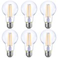 thumbnail image 3 of Energetic Dimmable LED Filament Light Bulbs, 8W, 60 Watt Equivalent, Warm White 3000K, Classic Clear Glass, A19 LED Light Bulb, 6 Pack, 3 of 4