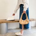 thumbnail image 4 of MesaSe Rétro Femmes Couleur Unie Plissé PU Sac d'Épaule sous-Bras Sacs à Main (Blanc), 4 of 9