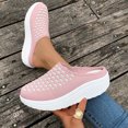 thumbnail image 2 of Platform Sandals Women Slide Closed Toe Fabric Mesh Breathable Walking Shoes Pink, 2 of 9