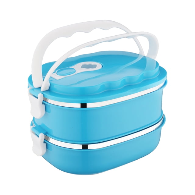 Leutsin 2-layer 1800ml Rectangular Food Lunch Box Stainless Steel Lunch Box Lunch Box Food Storage Box Children's Lunch Box Hot Food
