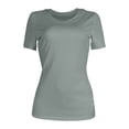 thumbnail image 3 of Haut à Manches Courtes Col Rond Côtelé Ajusté pour Femmes - une Pièce Élégante, Polyvalent avec Jeans/jupes - S-TTG, 3 of 4