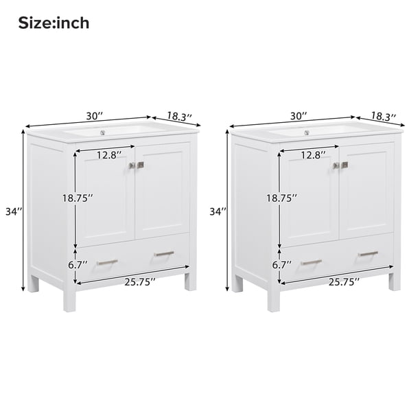 60 Inch Black Bathroom Vanity With Single Sink – Solid Wood Frame, 2 Doors & 1 Drawer, Soft-Close, Undermount Ceramic Sink