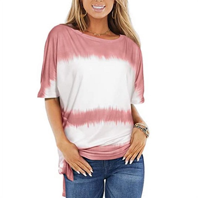 New Women's Printed Top Loose Crewneck Short Sleeve T Shirt