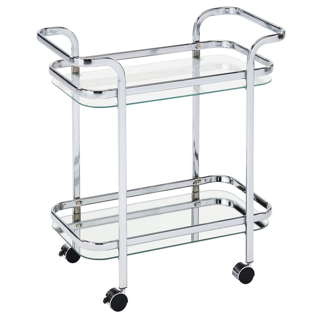 2 Tier Chrome/Glass Bar Cart