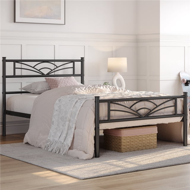 Yaheetech Metal Platform Bed with Cloud-inspired Design, Twin, Black